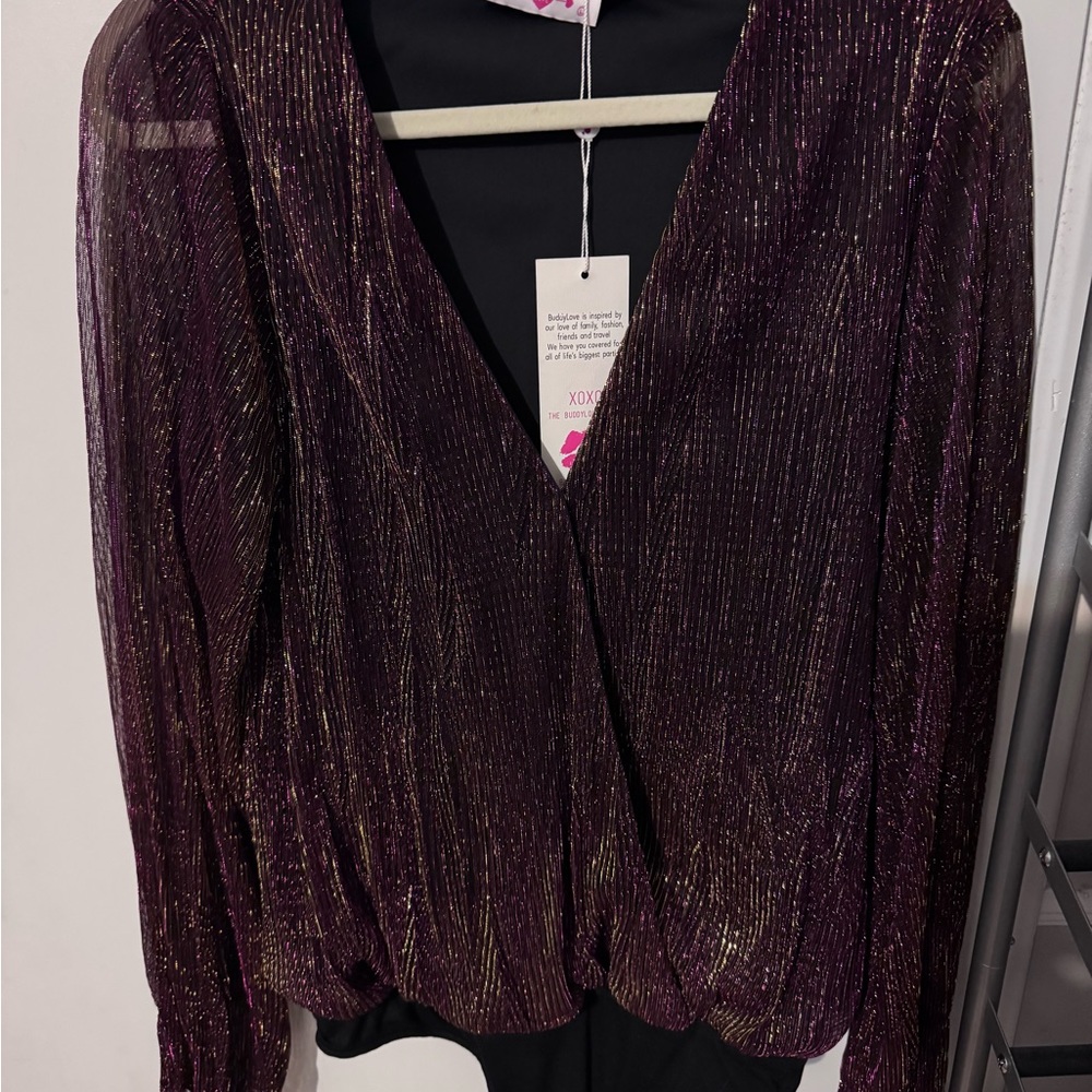 Buddy Love Shimmering Purple and Gold bodysuit